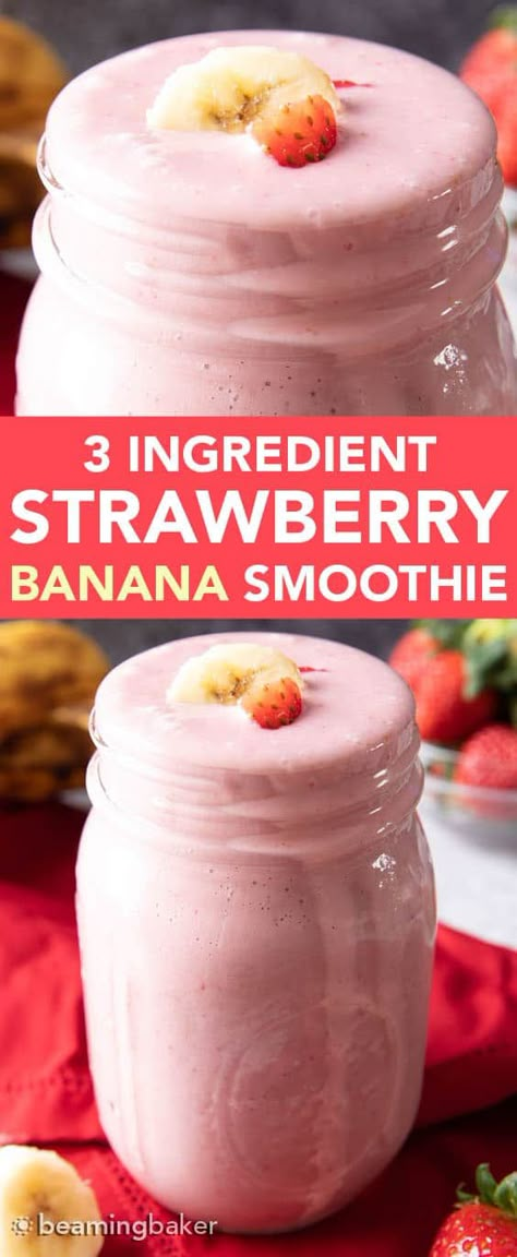 Strawberry Banana Breakfast Smoothie, Strawberries Banana Smoothie, Strawberry Protein Shake Smoothie, Strawberries And Banana Smoothie, How To Make A Strawberry Banana Smoothie, Easy Strawberry Smoothie Recipes, Strawberry And Banana Smoothie Recipe, Easy Banana Smoothie, Best Strawberry Banana Smoothie