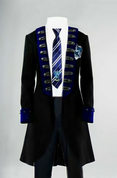 (Edited by me) Ravenclaw Outfit Men, Ravenclaw Uniform Female, Magic Academy Uniform, Hp Outfits, Ravenclaw Uniform, Harry Potter Uniform, Ravenclaw Outfit, Formal Uniform, Slytherin Fashion