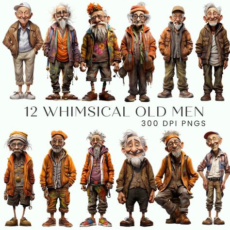 Old Man Face, Man Clipart, Fairy Art Dolls, Funny Caricatures, Caricature Artist, Unique Drawings, Art Mixed Media, Drawing Expressions, Art Instructions