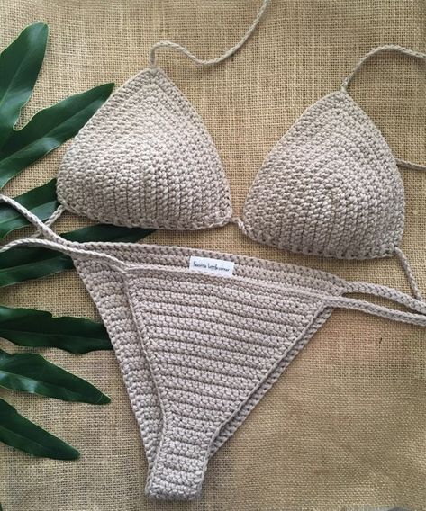 SALE! Bohemian crochet bikini set simple basics - 100% cotton Earthy Minimalist, Crochet Beach Wear, Bohemian Crochet, Bikinis Crochet, Crochet Bra, Crochet Swimwear, Mode Crochet, Stil Inspiration, Diy Crochet Projects