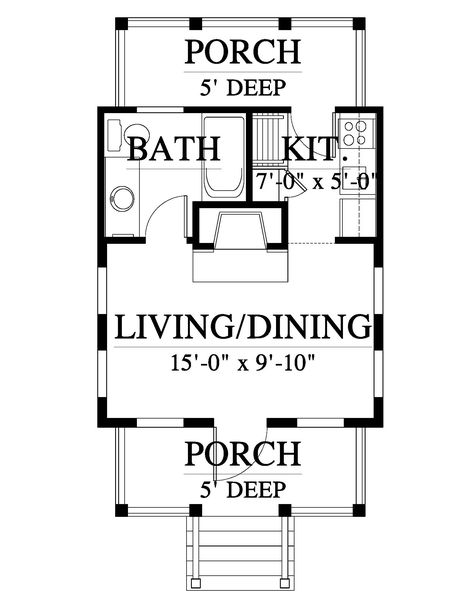 Beach Bunkie House Plan (C0074) Design from Allison Ramsey Architects Camp Plans, Cute Small Houses, Camping Pods, Bath Kit, Allison Ramsey, Shelter Design, Off Grid Cabin, Small House Floor Plans, Cabin House Plans