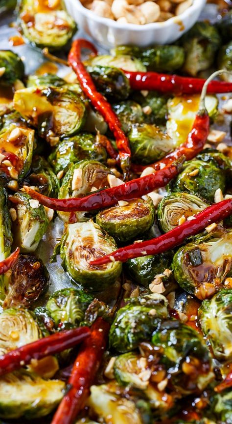 Kung Pao Brussels Sprouts - Spicy Southern Kitchen Farmers Recipes, African Dinner, Spicy Southern Kitchen, Asian Meals, Leftover Recipes, Side Items, Mapo Tofu, Southern Kitchen, Roasted Brussel