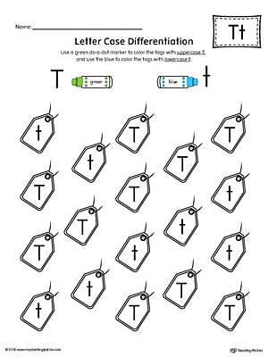 This fun and coloring activity helps preschoolers and kindergarteners recognize the difference between the uppercase and lowercase letter T. Letter T For Preschool, Letter T Worksheets For Preschool, Letter T Preschool, Letter T Activities For Preschool, Letter T Worksheet, Letter T Words, Letter T Activities, Letter V Worksheets, Letter Worksheets For Preschool