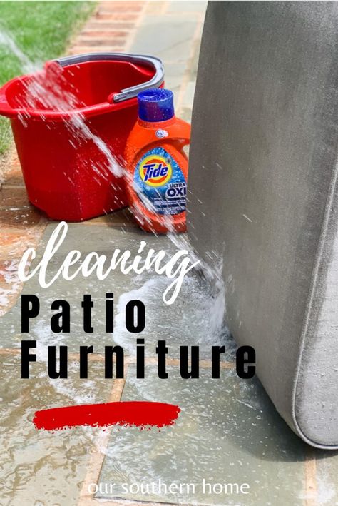 How To Clean Patio Furniture, Cleaning Patio Cushions, Cleaning Patio Furniture, Clean Outdoor Furniture, Patio Cleaning, Easy Tile, Clean Patio, Furniture Cleaning, Outdoor Cleaning