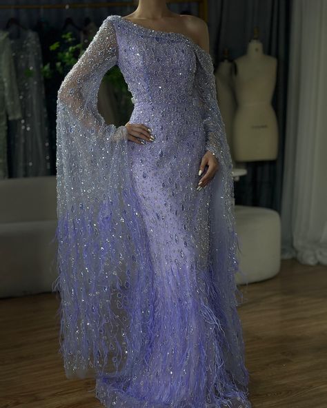 LA72763 Dress With Feathers, Cape Sleeve Dress, Beaded Cape, Draped Sleeves, High Neck Designs, Drape Sleeves, Beaded Bodice, Cape Sleeves, Ballroom Dress