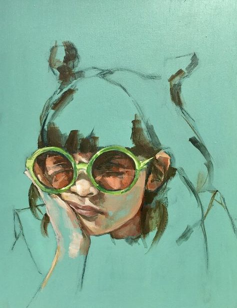 Child Portrait Painting, Green Artwork, Child Portrait, Contemporary Portrait, Figurative Artists, A Level Art, Abstract Portrait, Portrait Artist, Pics Art