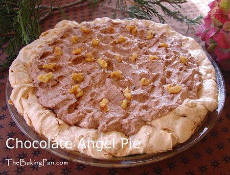 Chocolate Angel Pie Chocolate Angel Pie Recipe, Angel Pie Recipe, Angel Pie, Chocolate Pie Filling, Dessert Board, Chocolate Pie Recipes, Chocolate Pie, Meringue Pie, Chocolate Pies