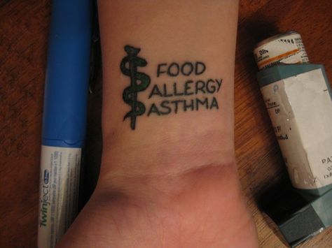 Allergy and Asthma: Key Nutrients Allergy Tattoo, Medical Alert Tattoo, Tattoos That Mean Something, Inner Wrist Tattoos, Medical Tattoo, Awareness Tattoo, Tattoos For Lovers, Allergy Asthma, Metal Tattoo