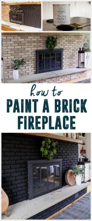 How to Paint a Brick Fireplace www.BrightGreenDoor.com Black Painted Fireplace, Black Brick Fireplace, Painted Fireplace, Fireplace Black, Large Fireplace, Fireplace Redo, Furniture Placement Living Room, Painted Brick Fireplace, Painted Brick Fireplaces