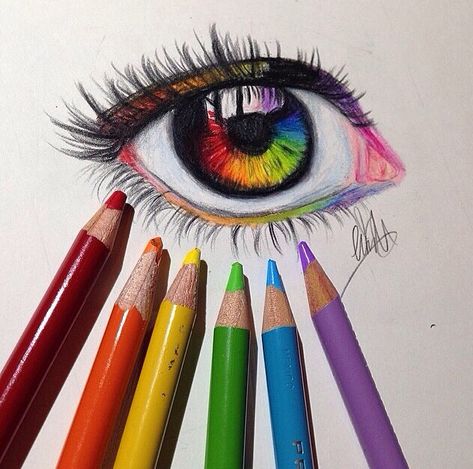 Rainbow eye drawing Mata Manga, Realistic Eye Drawing, Drawing Eyes, Drawing Faces, Lips Drawing, Color Rainbow, Amazing Drawings, Rainbow Art, Color Pencil Art