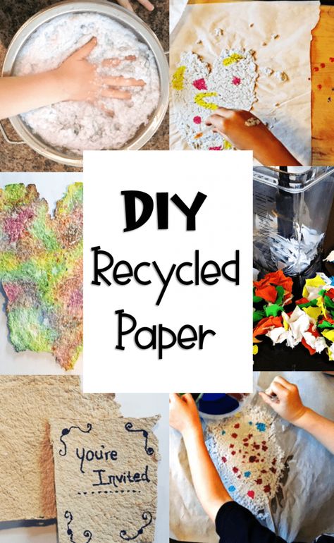 Easy DIY Recycled Crafts for Kids Making Recycled Paper - Kindergarten Recycling Activities, Reggio Earth Day Activities, Earth Day Art Projects For Preschoolers, Recycling Craft Preschool, Kindergarten Recycled Art Projects, Recycling Crafts Preschool, Diy Recycled Crafts, Making Recycled Paper, Recycled Crafts Kids Preschool