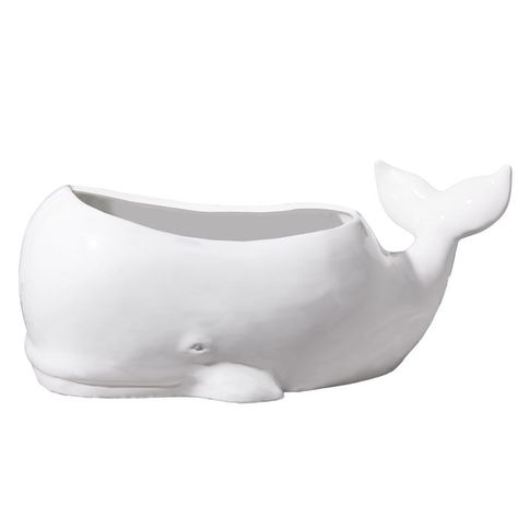 White Ceramic Beluga Whale Planter/Beverage and Ice Tub Whale Ceramic, Ocean Decorations, Whale Planter, Ceramic Whale, Bathroom Renovation Cost, Beluga Whales, Cute Pots, Palm Springs House, Ceramic Statue