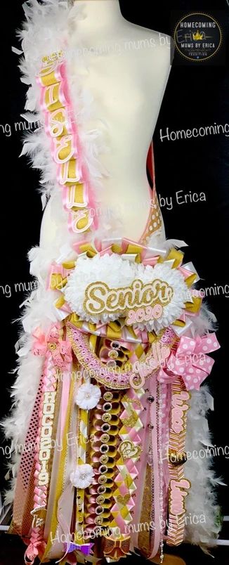 Sash mum looped sash | HOME Diy Overalls, Big Mum, Belton Texas, Big Homecoming Mums, Mums And Garters, Baby Mum, Mum Ideas, Texas Homecoming Mums, Homecoming Garter