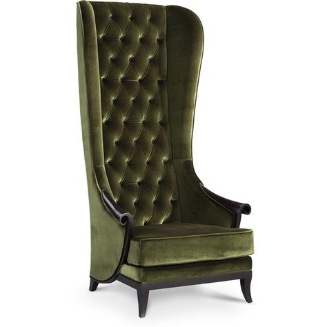 Duchess Luxury High Back Chair ❤ liked on Polyvore featuring home, furniture, chairs, accent chairs, decor, green, filler, high back accent chairs, high back chair and high back furniture Salas Lounge, High Back Accent Chairs, Chair Design Wooden, Comfy Living Room, Modern Toilet, Luxury Chairs, Unique Chair, Upholstered Chair, High Back Chairs