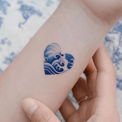 Porcelain Tattoo, S Tattoos, Heart Wave, Spirit Tattoo, Framed Tattoo, Wave Tattoo, Waves Tattoo, Elegant Tattoos, Great Tattoos