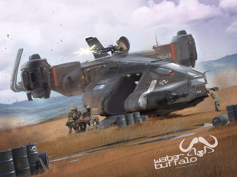 concept ships: Water Buffalo by Colie Wertz Spaceship Illustration, Space Ships Concept, Space Fighter, Space Ship Concept Art, Starship Concept, Sci Fi Ships, Spaceship Concept, Spaceship Art, Spaceship Design