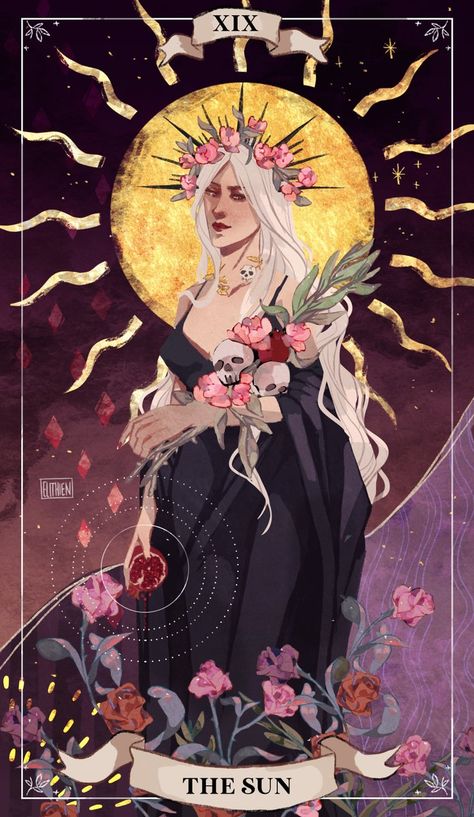 Persephone Tarot Card, Celestial Art Illustrations, Tarot Illustration, Tarot Card Artwork, Sun Tarot Card, Empress Tarot Card, The Sun Tarot Card, Astro Tarot, Empress Tarot