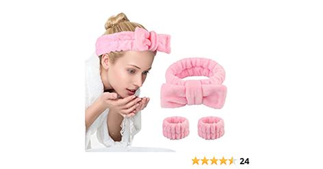 Amazon.com : UNIMEIX 3 Pack Spa Headband and Wrist Washband Face Wash Set,Reusable Soft Makeup Headband Fleece Skincare Headbands for Washing Face Shower (Pink) : Beauty & Personal Care Makeup Hairband, Stocking Stuffers For Girls, Pretty Headbands, Spa Headband, Pamper Party, Soft Makeup, Tie Headband, Christmas Gifts For Girls, Spa Party