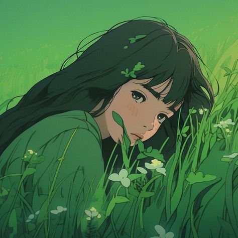 Green Profile Aesthetic, Infp Pfp Aesthetic, Ghibli Style Pfp, Green Aesthetic Profile, Green Pfp Aesthetic, Green Anime Pfp, Ghibli Pfp, Vanellope Y Ralph, Cute Tumblr Wallpaper