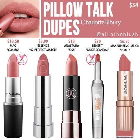 CHARLOTTE TILBURY PILLOW TALK MATTE REVOLUTION LIPSTICK DUPES Your Lips But Better Lipstick, Velvet Teddy Mac, Matte Make Up, Backstage Makeup, Revolution Lipstick, Pillow Talk Lipstick, Mac Velvet Teddy, Charlotte Tilbury Lipstick, Charlotte Tilbury Pillow Talk