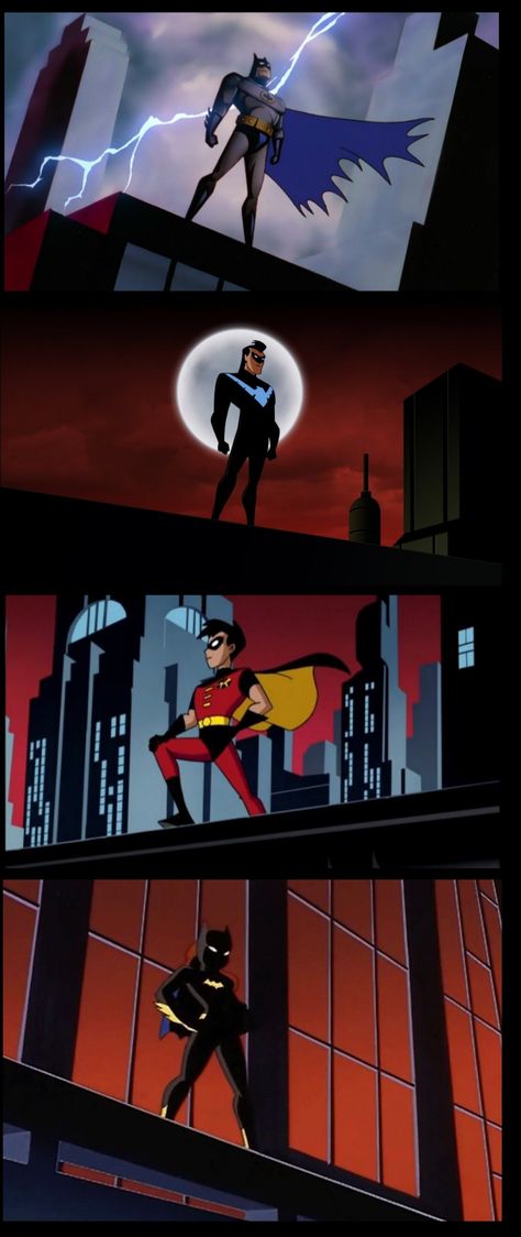 Dc Animated Universe, Nightwing And Batgirl, Fictional Heroes, Batman Animated, Batman Concept, Batman Poster, Batman Artwork, Arkham City, Batman The Animated Series