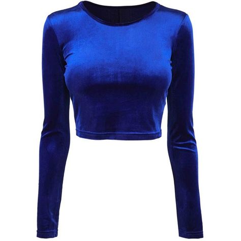 Blue Velvet Shirt, Black Velvet Shirt, Chica Punk, Blue Velvet Top, Shirts Crop Tops, Velvet Top Long Sleeve, Sleeved Crop Top, Black Velvet Top, Shirts Crop