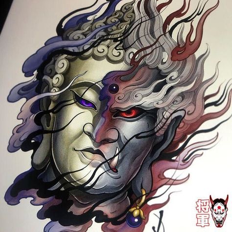 Deities List, Asura Tattoos, Tato Irezumi, Bio Organic Tattoo, Buddha Tattoo Design, Buddha Tattoos, Japanese Dragon Tattoos, Japan Tattoo Design, Buddha Tattoo