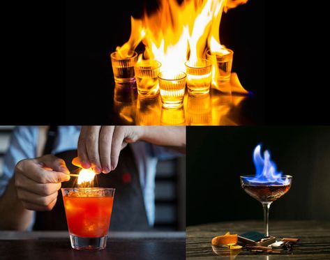 Check out this amazing list of drinks that you can set on fire for a spectacular fire show to entertain your guests! Dr Pepper Drink, Coffee Cocktail Recipes, Flaming Cocktails, Flaming Drinks, Flaming Dr Pepper, Marshmallow Drink, Espresso Martini Ingredients, Fireball Drinks, Light Drinks