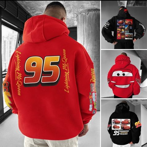 Lightning Mcqueen Sweatshirt, Lightning Mcqueen Hoodie, Kachow Lightning Mcqueen, Lightning Mcqueen Outfit, برق بنزين, Mcqueen Outfit, Flash Mcqueen, Disney Cars Movie, Lighting Mcqueen