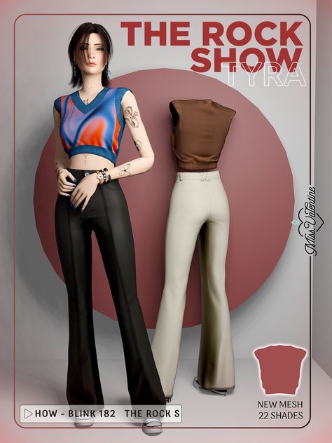 The Rock Show 4/7 Ts4 Rockstar Cc, Sims 4 Rocker Cc, Sims 4 Rock Cc, Sims 4 Cc Band Tees, Sims 4 Rockstar Cc, Sims Costume, Sims Packs, Cc Clothes, Rocker Look