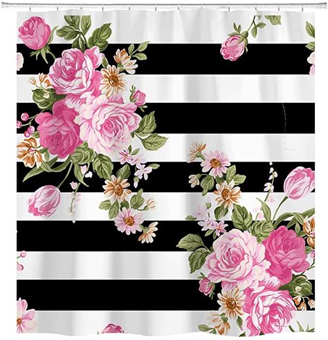 Shower Curtain Pink, Stripe Shower Curtain, Vintage Shower Curtain, Bathroom Curtain Set, Cool Shower Curtains, Striped Curtains, Striped Shower Curtains, Fabric Shower Curtain, Floral Shower Curtains