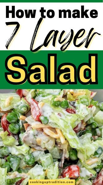 7 Layer Salad Recipe Seven Layer Salad Recipe Classic, Summer Green Salad Recipes, 7 Layer Salad Recipe Classic, 7 Layer Salad Dressing, Salad Mix Recipes, 7 Layer Salad Recipe, Green Pepper Recipes, Easy Potluck Recipes, 7 Layer Salad