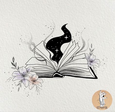 Book Outline Tattoo, Outline Tattoo Design, Open Book Tattoo, Book Tattoo Designs, Open Book Drawing, Book Inspired Tattoos, Traditional Tattoo Outline, Bookish Tattoos, Nerd Tattoo