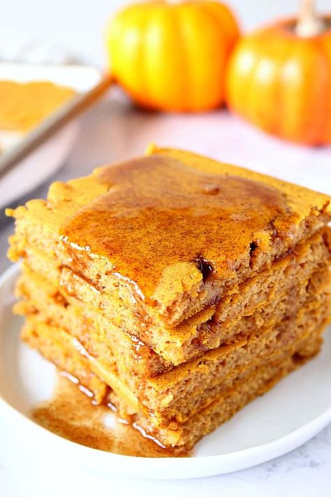 Sheet Pan Pie, Pumpkin French Toast Bake, Pumpkin Bread Recipe Healthy, Pumpkin Pancake, Spice Pancakes, Sheet Pan Pancakes, Pan Pancakes, Pumpkin Spice Pancakes, Pumpkin Bread Easy