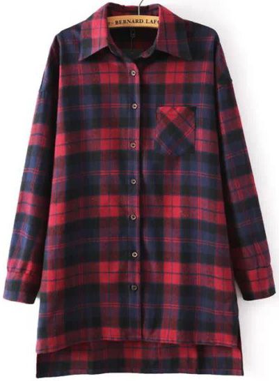 Red Blue Long Sleeve Checker Plaid Checkered Loose Blouse Purple Plaid Shirt, Blue Checkered Shirt, Red Flannel Shirt, Purple Flannel, Red Long Sleeve Shirt, Red Plaid Shirt, Loose Fit Blouse, Red Flannel, Embellished Blouse