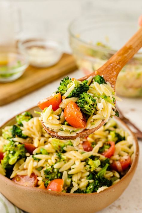 Broccoli Orzo Pasta Salad Orzo Recipes Broccoli, Orzo And Broccoli Recipe, Broccoli Orzo, Orzo Pasta Recipes, Broccoli Pasta Salads, Vegetarian Ideas, Orzo Pasta Salad, Orzo Recipes, Broccoli Pasta