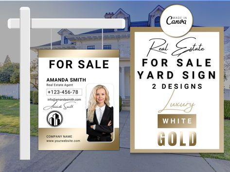 Excited to share the latest addition to my #etsy shop: Real Estate Agent Yard Sign, For Sale Yard Sign, Realtor Yard Sign, Gold Real Estate Signs Ideas, Real Estate Yard Signs, Real Estate Signs, Build Brand, Real Estate Business Cards, Real Estate Humor, Real Real, Gold Sign, Open Houses