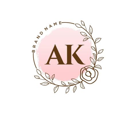 Initial AK feminine logo. Usable for Nature, Salon, Spa, Cosmetic and Beauty Logos. Flat Vector Logo Design Template Element. Logo Beauty Cosmetics, Ak Logo Design, Beauty Logos, Ak Logo, Spa Logo Design, Spa Logo, Beauty Logo Design, Cosmetic Design, Feminine Logo