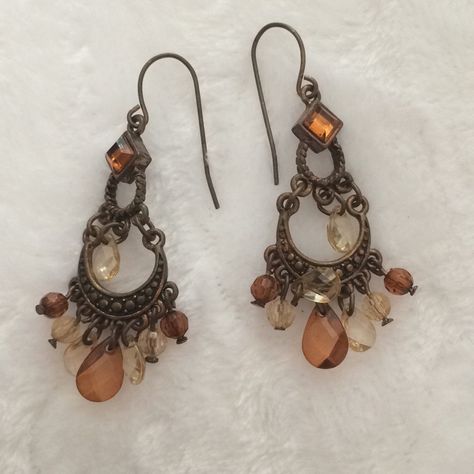 Beautiful Boho-Like Dangling Earrings. Never Worn. Funky Jewelry Earrings, Funky Earrings Vintage, Whimsigoth Accessories, Dangley Earrings, Cottage Core Earrings, Whimsigoth Jewelry, 70s Earrings, Grunge Earrings, Bronze Accessories