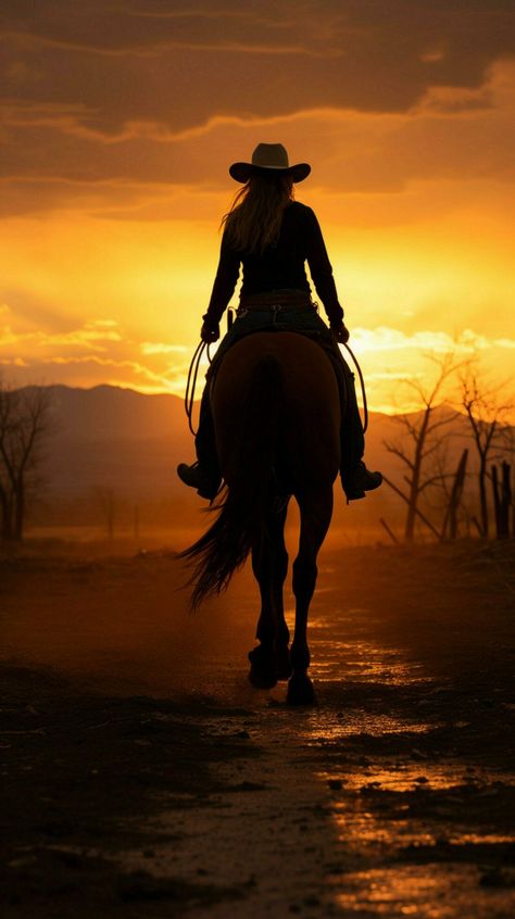 A horseback riding cowgirls silhouette against the twilight sky Vertical Mobile Wallpaper AI Generated Western Horse Riding Aesthetic, Western Aesthetic Wallpaper, Western Horse Riding, Horse Riding Aesthetic, Twilight Sky, Cowgirl And Horse, Horse Wallpaper, Cowgirl Aesthetic, Western Riding