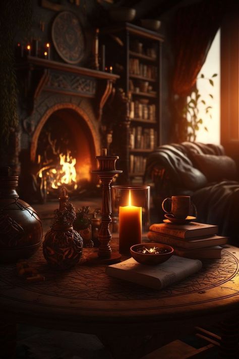 Cozy Fantasy Wallpaper, Elven Interior, Elven House, Fantasy Interior, Dark Cottagecore Aesthetic, Witchy Cottage, Dark Cottage Core, Storybook Homes, Dark Cottagecore