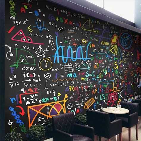 Cheap Wallpapers, Buy Quality Home Improvement Directly from China Suppliers:Milofi custom 3D wallpaper mural color chalk mathematical formula blackboard background wall living room bedroom decoration wall Enjoy ✓Free Shipping Worldwide! ✓Limited Time Sale ✓Easy Return. Blackboard Wall, 3d Wallpaper Mural, Kids Bedroom Walls, Math Formulas, Lines Wallpaper, Paper Wallpaper, Wall Bar, Wallpaper Mural, Woven Paper