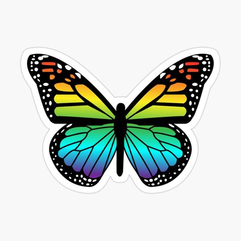 Get my art printed on awesome products. Support me at Redbubble #RBandME: https://www.redbubble.com/i/sticker/Single-Rainbow-Butterfly-by-piperbrantley/52450596.EJUG5?asc=u Butterfly Rainbow, Butterfly Art Drawing, Drawing Sticker, Preppy Stickers, Homemade Stickers, Art Articles, Stencil Templates, Scrapbook Stickers Printable, Rainbow Butterfly