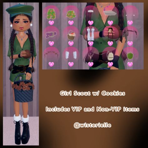 #wisterielle #scout #girlscouts #cookies #creative #dresstoimpress Girlscouts Cookies, Cookies Outfit, Dti Outfits, Girl Scout, Girl Scouts, Dress To Impress, Quick Saves