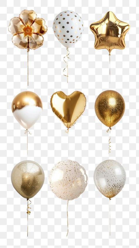 Gold Balloons Background, Balloon Png Aesthetic, Bubbles Transparent Png, Gold Star Png, Golden Balloons Png, Glitter Balloons, Birthday Flyer, Gold Balloons, Gold Party