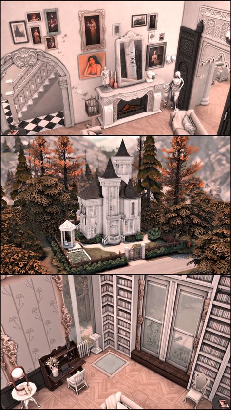 Vampire Home Sims 4, Sims4 No Cc, Home The Sims 4, Vampire Family, Vampire House, Cc The Sims 4, Sims Builds, Big Bedrooms, Sims Building