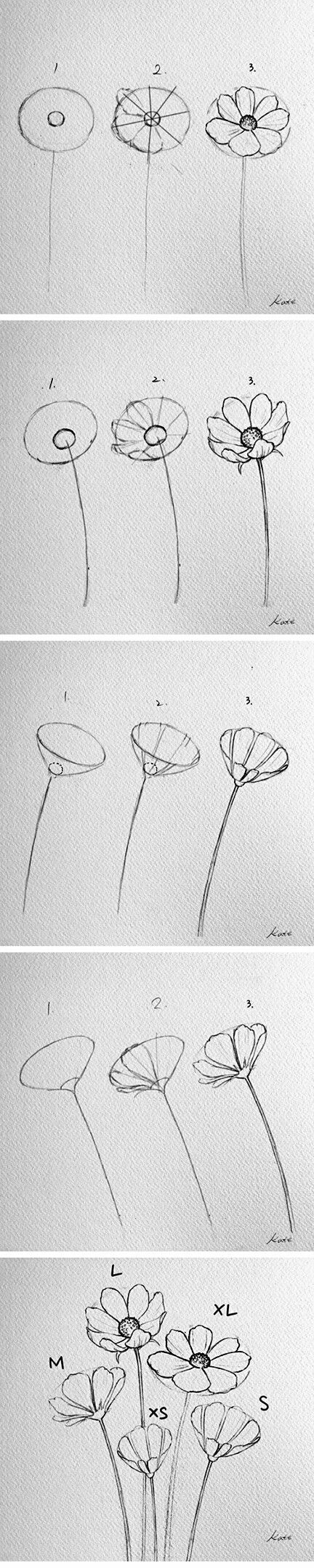 How To Draw Daisy Flowers Step By Step, Drawing Daisies Step By Step, Daisy Drawing Tutorial, How To Draw Daisies Step By Step, Daisy Pencil Drawing, Daisy Drawing Step By Step, How To Draw Daisies, Daisy Flower Sketch, Watercolour Bouquet