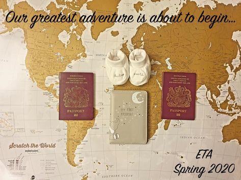 Pregnancy announcement for people who travel/holiday a lot...passport, world, adventure Travel Baby Announcement, Travel Pregnancy Announcement, Bump Progression, First Baby Announcements, Jace Cameron, Announcing Pregnancy, Travel Baby Shower Theme, Baby Announcement Photoshoot, Travel Baby Showers