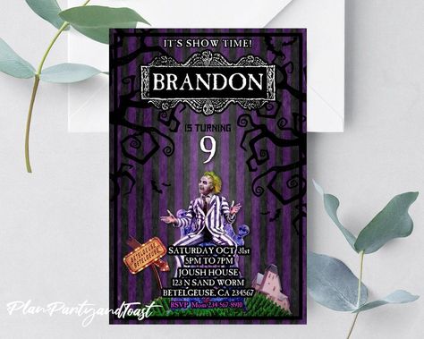 Beetlejuice Birthday, S Png, 13th Birthday Parties, Party Invitations Kids, Digital Invite, Birthday Invitations Kids, 13th Birthday, Digital Invitation, The One And Only