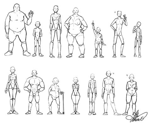 Exaggerated Body Proportions, Tall Person Reference, Full Body Character Drawing, Body Types Men Drawing, Body Types Art Reference, Diverse Body Types Reference, Character Body Types, Different Body Types Reference, Character Design Body Types